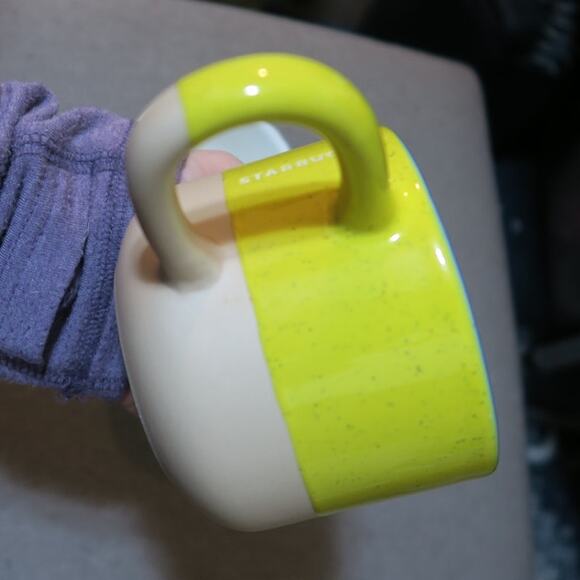 Starbucks Pair 2 Mugs White Rainbow Valentine Terracotta Yellow Blue Speckled - Picture 10 of 11